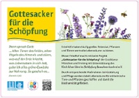 Schild für Nachhaltigkeitsprojekt aus Friedhöfen