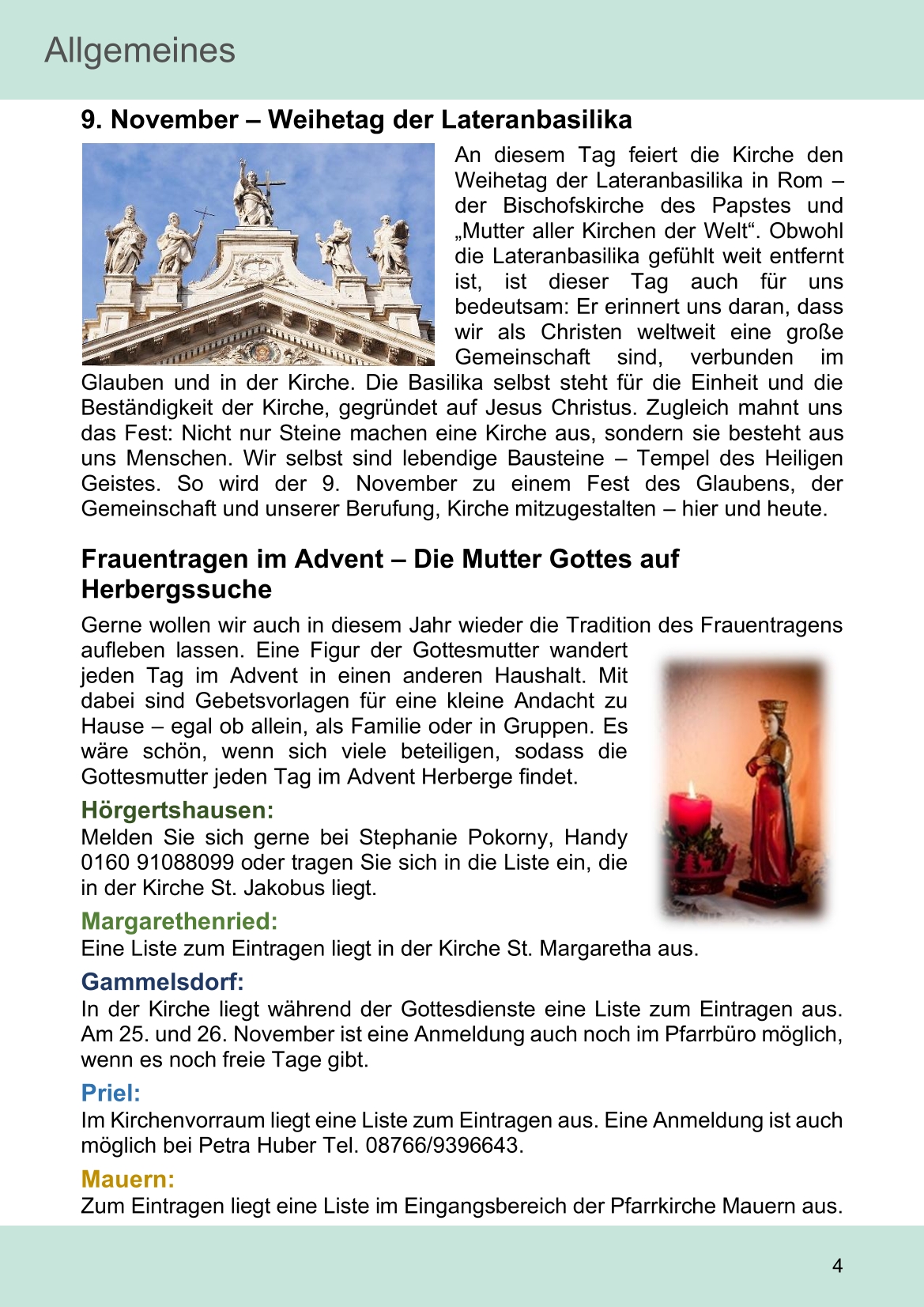 Pfarrblatt für die Pfarrverbände Hörgertshausen-Gammelsdorf und Mauern 03.November bis 07.Dezember 2025 Seite 04