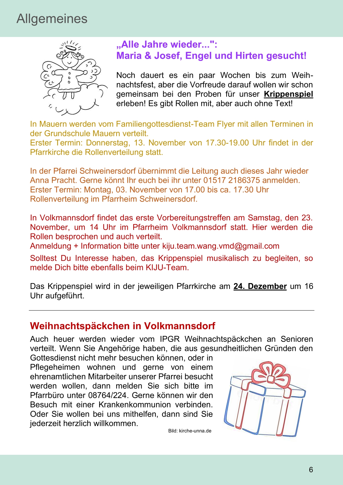 Pfarrblatt für die Pfarrverbände Hörgertshausen-Gammelsdorf und Mauern 03.November bis 07.Dezember 2025 Seite 06