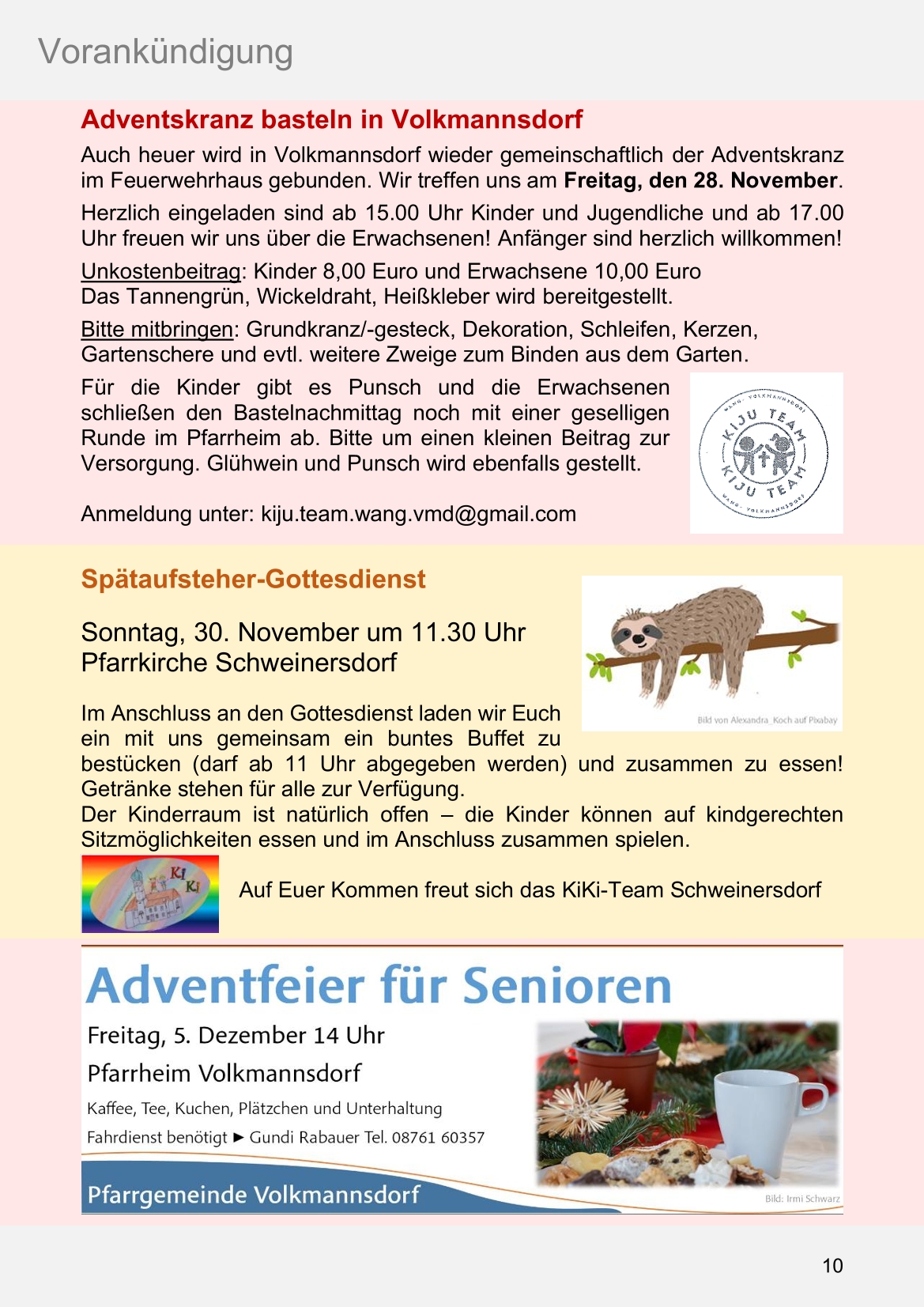 Pfarrblatt für die Pfarrverbände Hörgertshausen-Gammelsdorf und Mauern 03.November bis 07.Dezember 2025 Seite 10