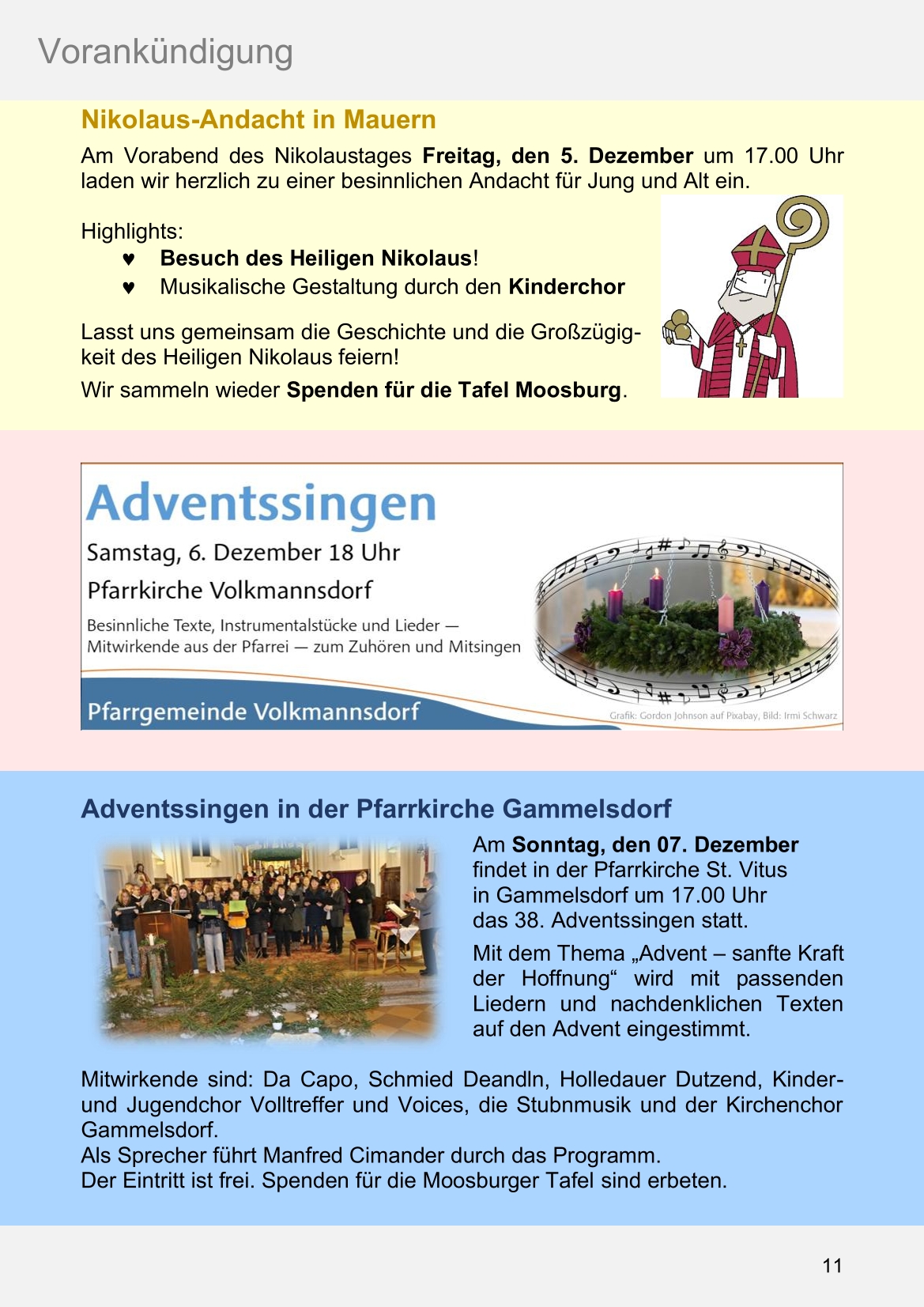 Pfarrblatt für die Pfarrverbände Hörgertshausen-Gammelsdorf und Mauern 03.November bis 07.Dezember 2025 Seite 11