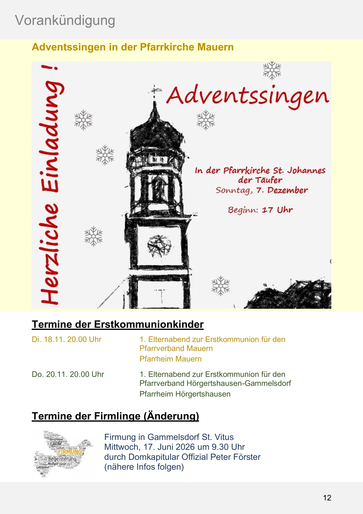 Pfarrblatt für die Pfarrverbände Hörgertshausen-Gammelsdorf und Mauern 03.November bis 07.Dezember 2025 Seite 12