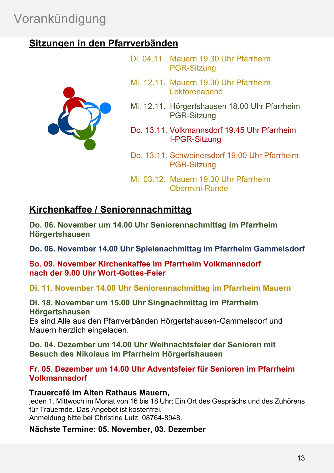 Pfarrblatt für die Pfarrverbände Hörgertshausen-Gammelsdorf und Mauern 03.November bis 07.Dezember 2025 Seite 13