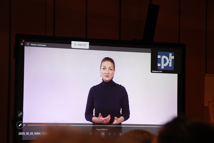 Gesundheitsministerin Gerlach bei ihrem Video-Grußwort