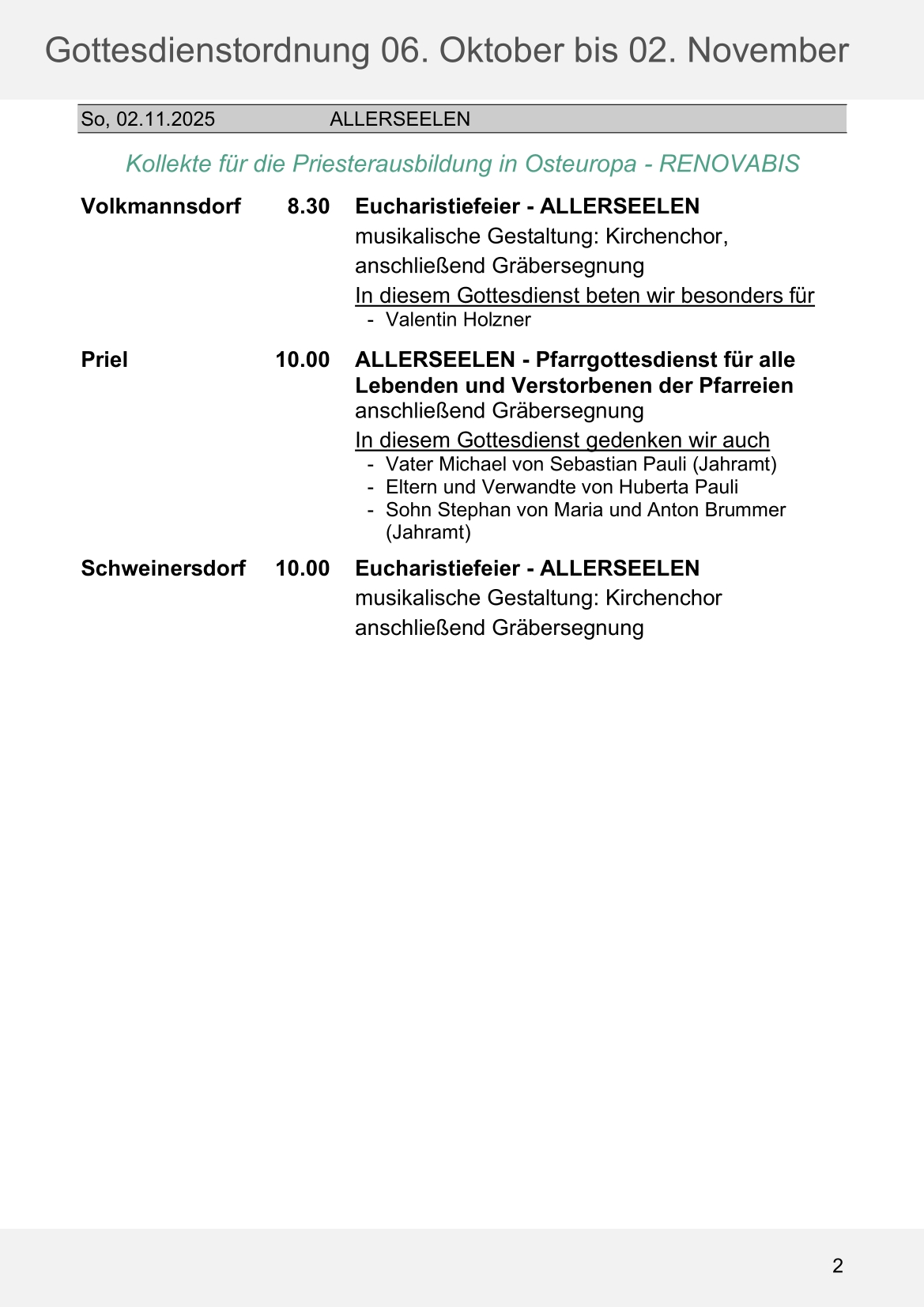 Gottesdienste 28.10. bis 02.11.2025 Seite 2
