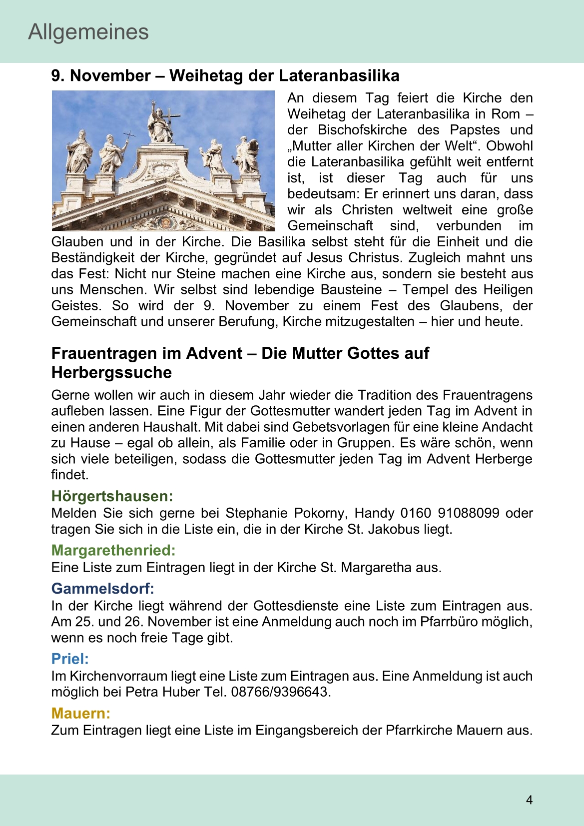 Pfarrblatt für die Pfarrverbände Hörgertshausen-Gammelsdorf und Mauern 03.November bis 07.Dezember 2025 Seite 04