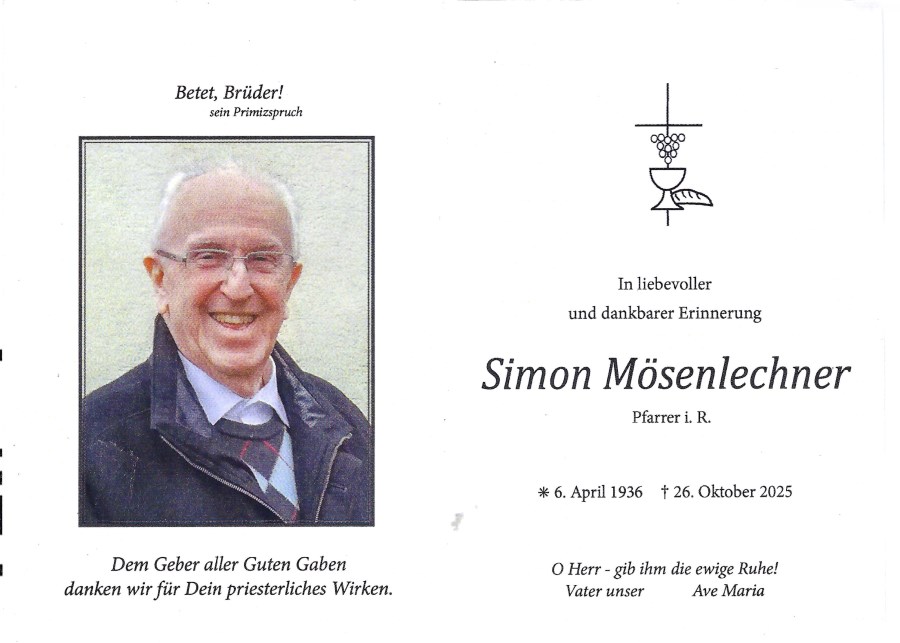 Sterbebild Pfarrer Mösenlechner