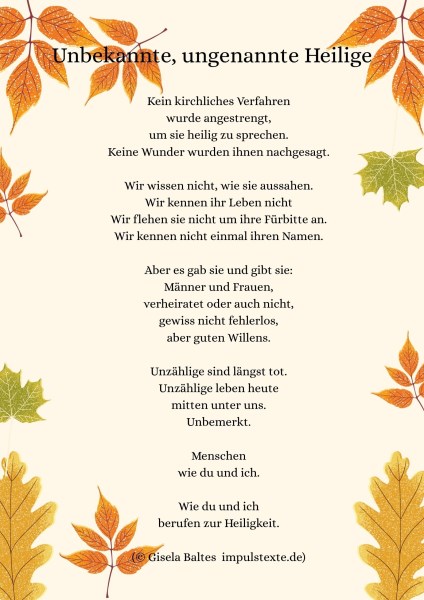 Unbekannte, unbenannte Heilige