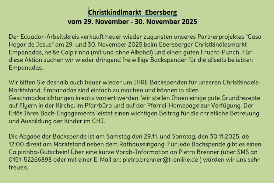 Christkindlmarkt 2025 Casa Hogar