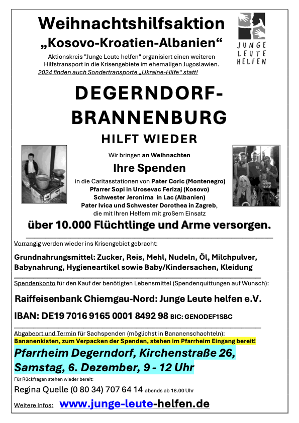 Weihnachtshilfsaktion Junge Leute Helfen 2025