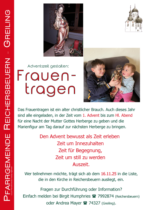 Herzliche Einladung zum Frauentragen im Advent