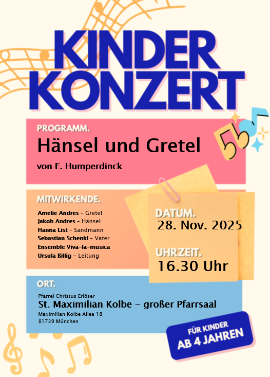 Plakat für Kinderkonzert: Hänsel und Gretel