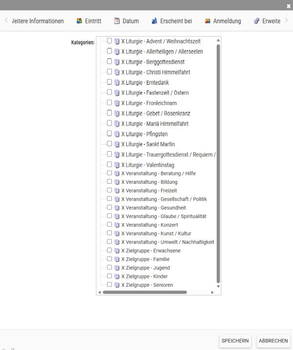 Screenshot incca Kategorien