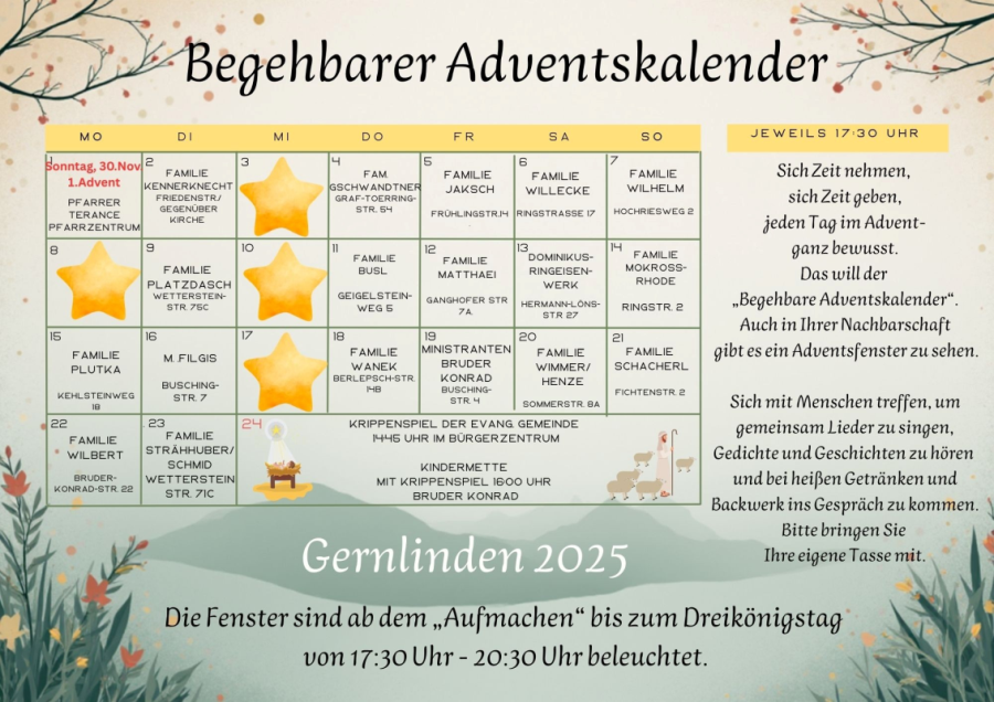 Begehbarer-Adventskalender Gernlinden 2025