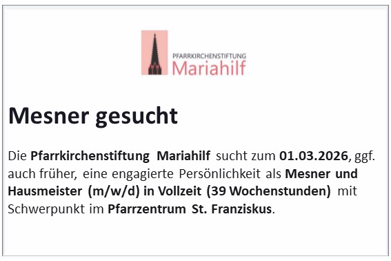 Ausschreibiung für Mesner Stelle