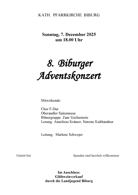 Adventskonzert Biburg