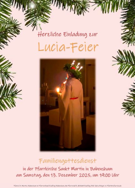 Einladung Lucia-Feier