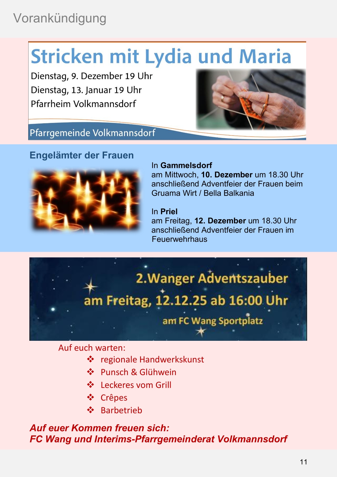 Pfarrblatt für die Pfarrverbände Hörgertshausen-Gammelsdorf und Mauern 08.Dezember 2025 bis 01.Februar 2026 Seite 11