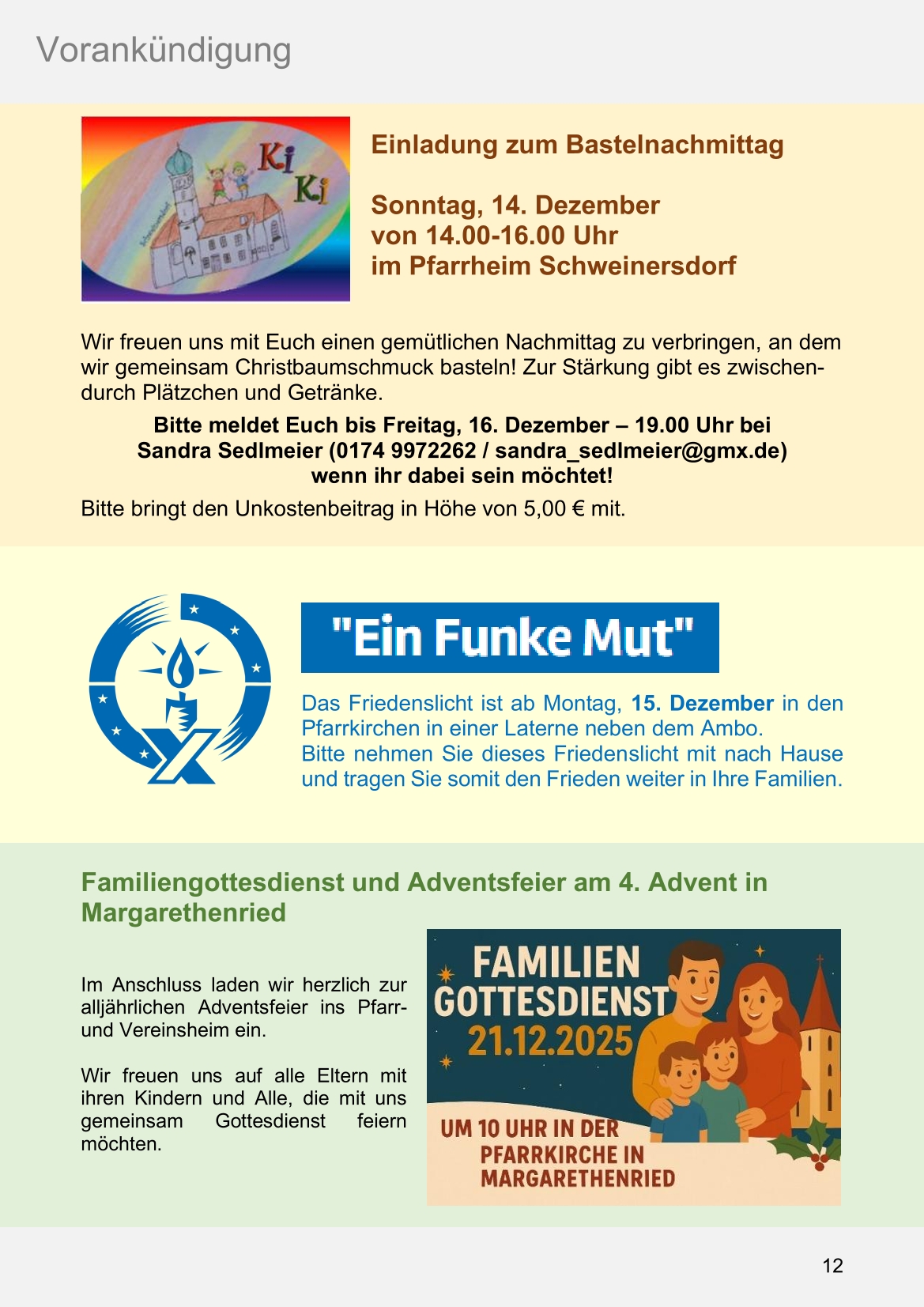 Pfarrblatt für die Pfarrverbände Hörgertshausen-Gammelsdorf und Mauern 08.Dezember 2025 bis 01.Februar 2026 Seite 12