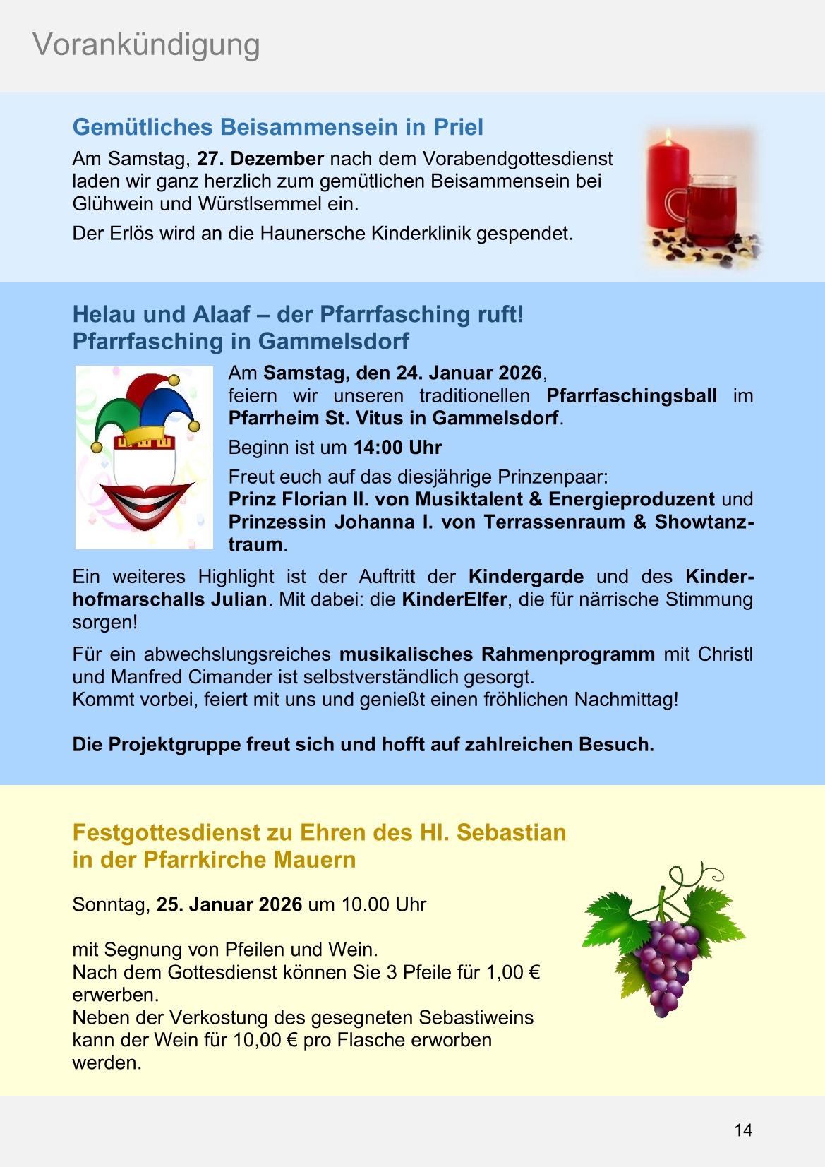 Pfarrblatt für die Pfarrverbände Hörgertshausen-Gammelsdorf und Mauern 08.Dezember 2025 bis 01.Februar 2026 Seite 14