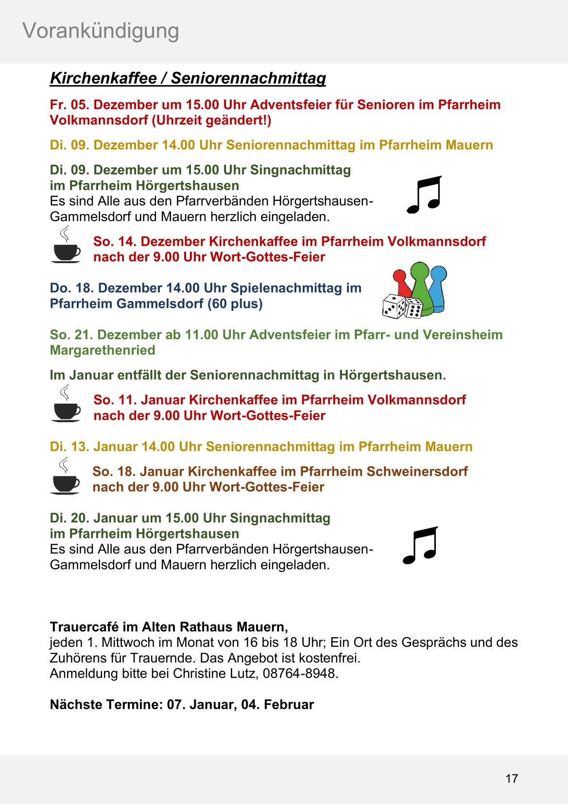 Pfarrblatt für die Pfarrverbände Hörgertshausen-Gammelsdorf und Mauern 08.Dezember 2025 bis 01.Februar 2026 Seite 17