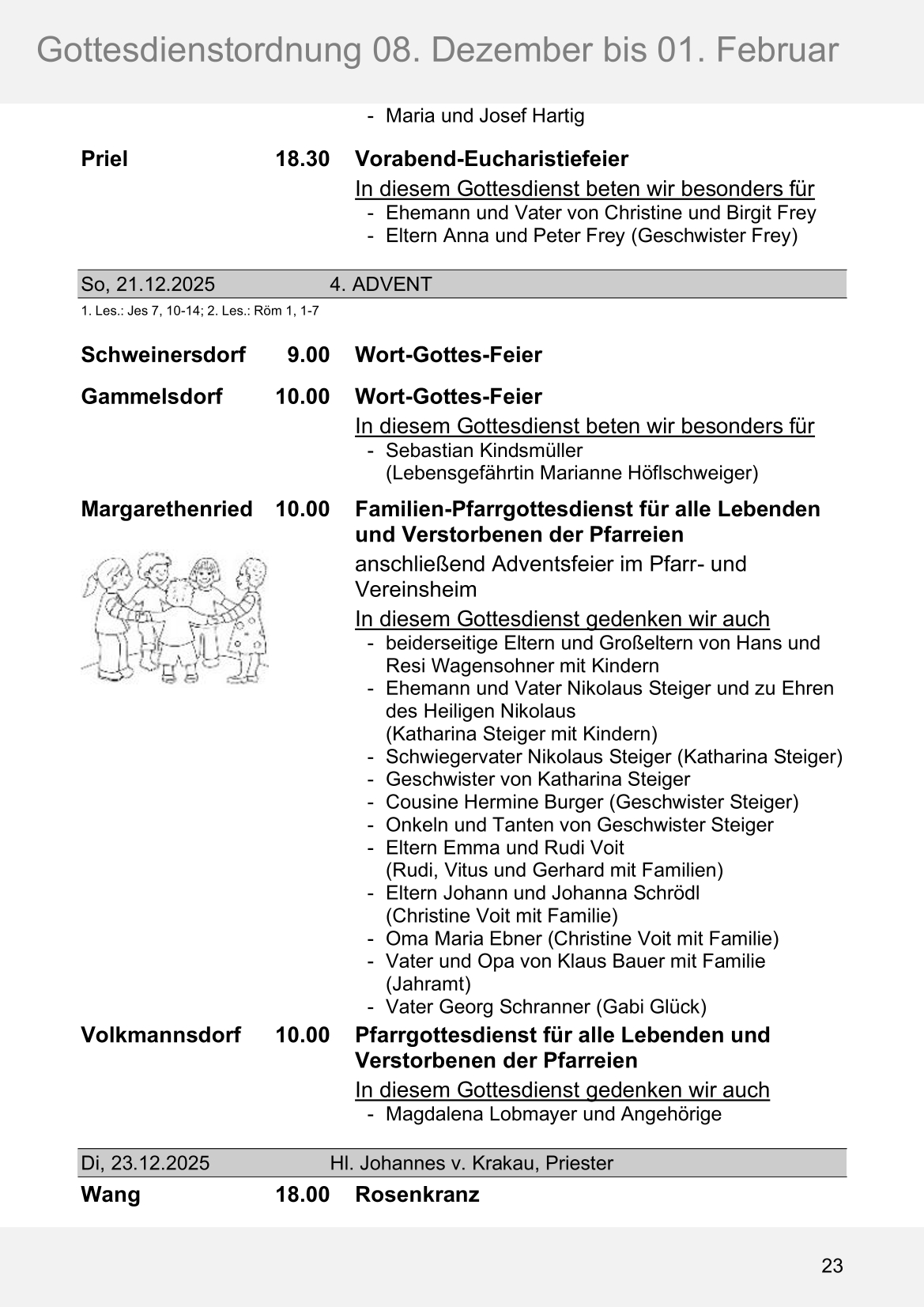 Pfarrblatt für die Pfarrverbände Hörgertshausen-Gammelsdorf und Mauern 08.Dezember 2025 bis 01.Februar 2026 Seite 23
