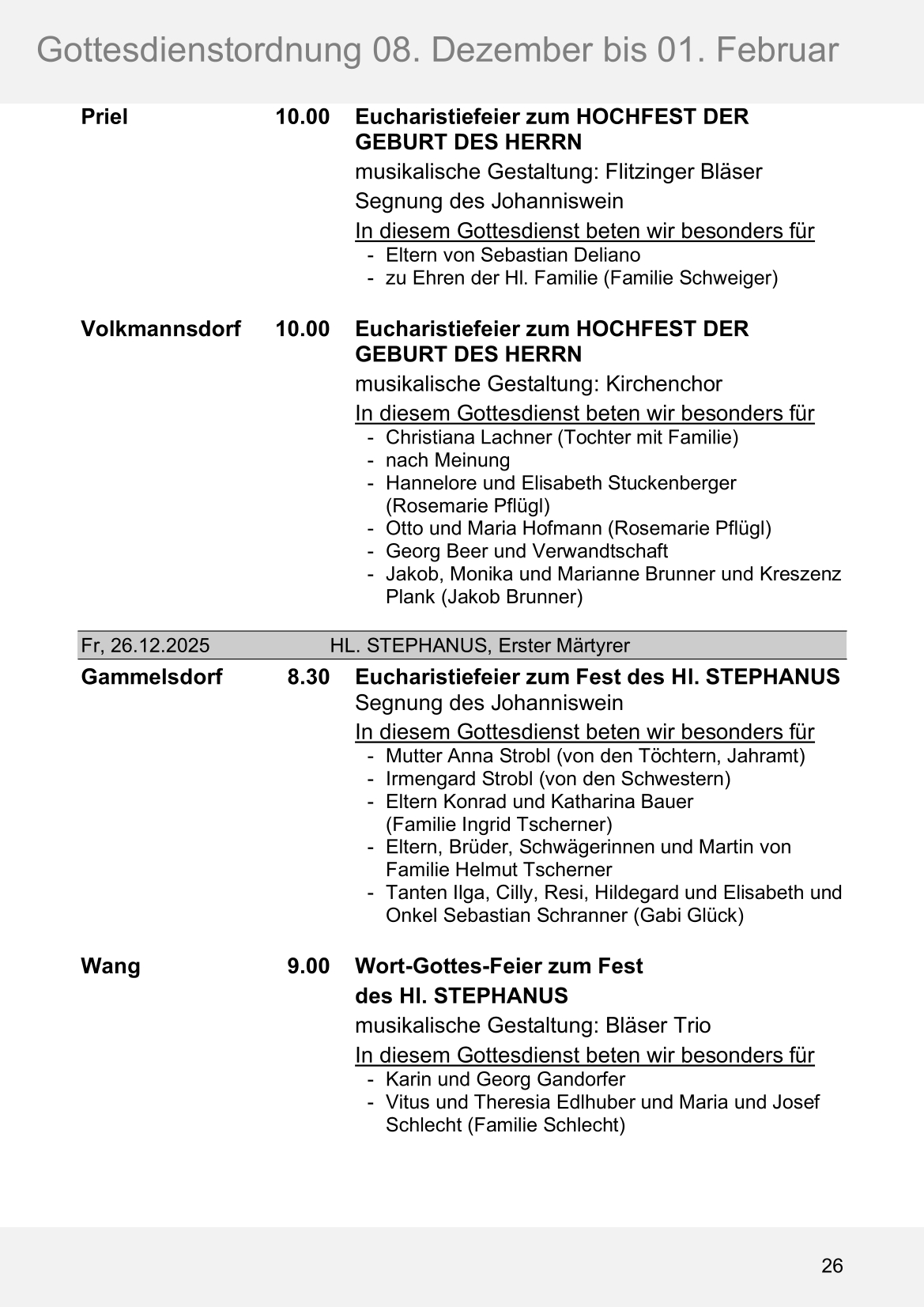 Pfarrblatt für die Pfarrverbände Hörgertshausen-Gammelsdorf und Mauern 08.Dezember 2025 bis 01.Februar 2026 Seite 26