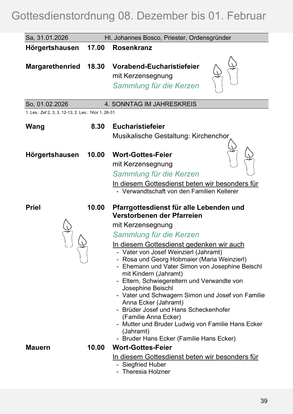 Pfarrblatt für die Pfarrverbände Hörgertshausen-Gammelsdorf und Mauern 08.Dezember 2025 bis 01.Februar 2026 Seite 39