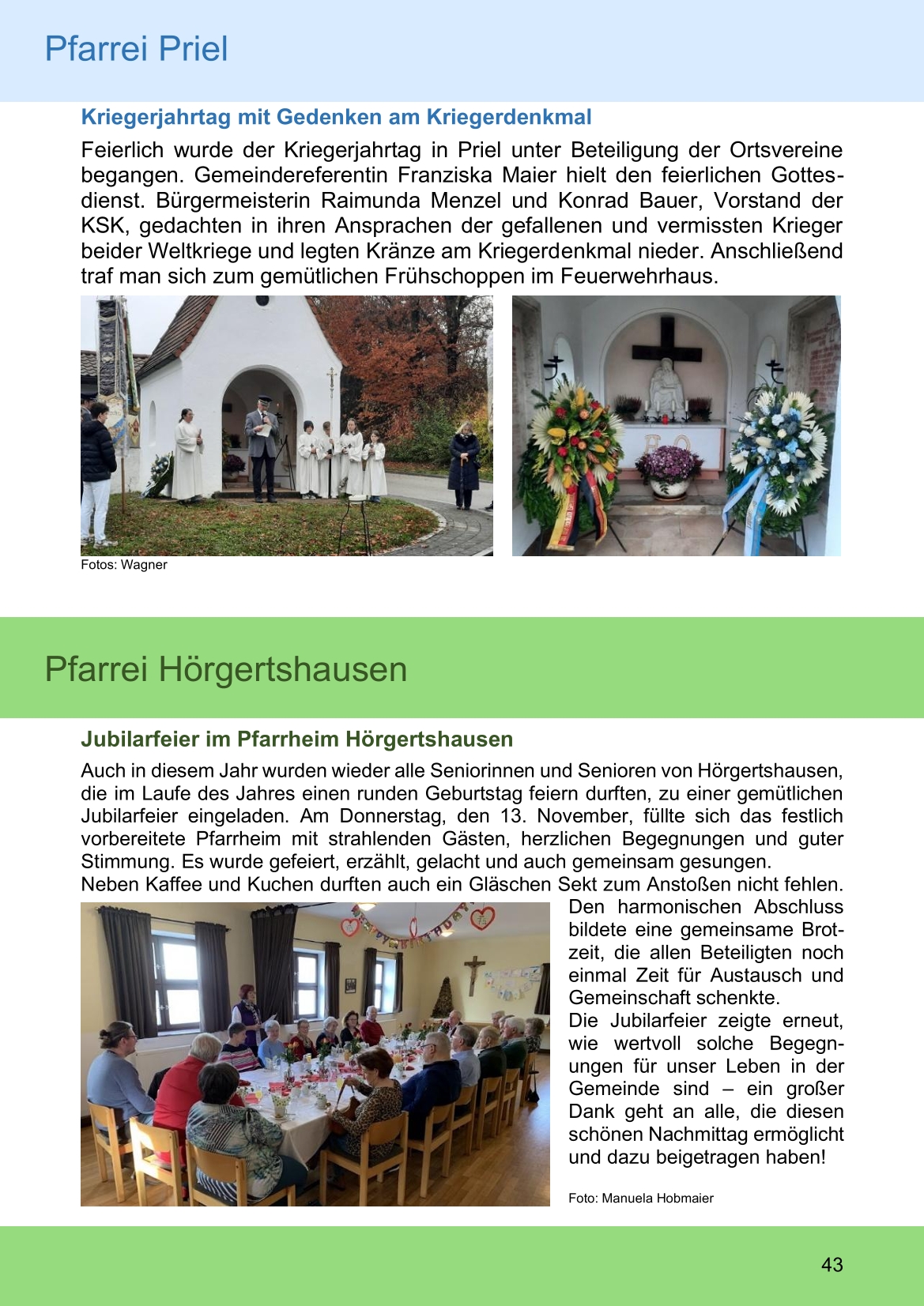 Pfarrblatt für die Pfarrverbände Hörgertshausen-Gammelsdorf und Mauern 08.Dezember 2025 bis 01.Februar 2026 Seite 43