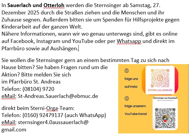 Sternsinger Sauerlach 2026