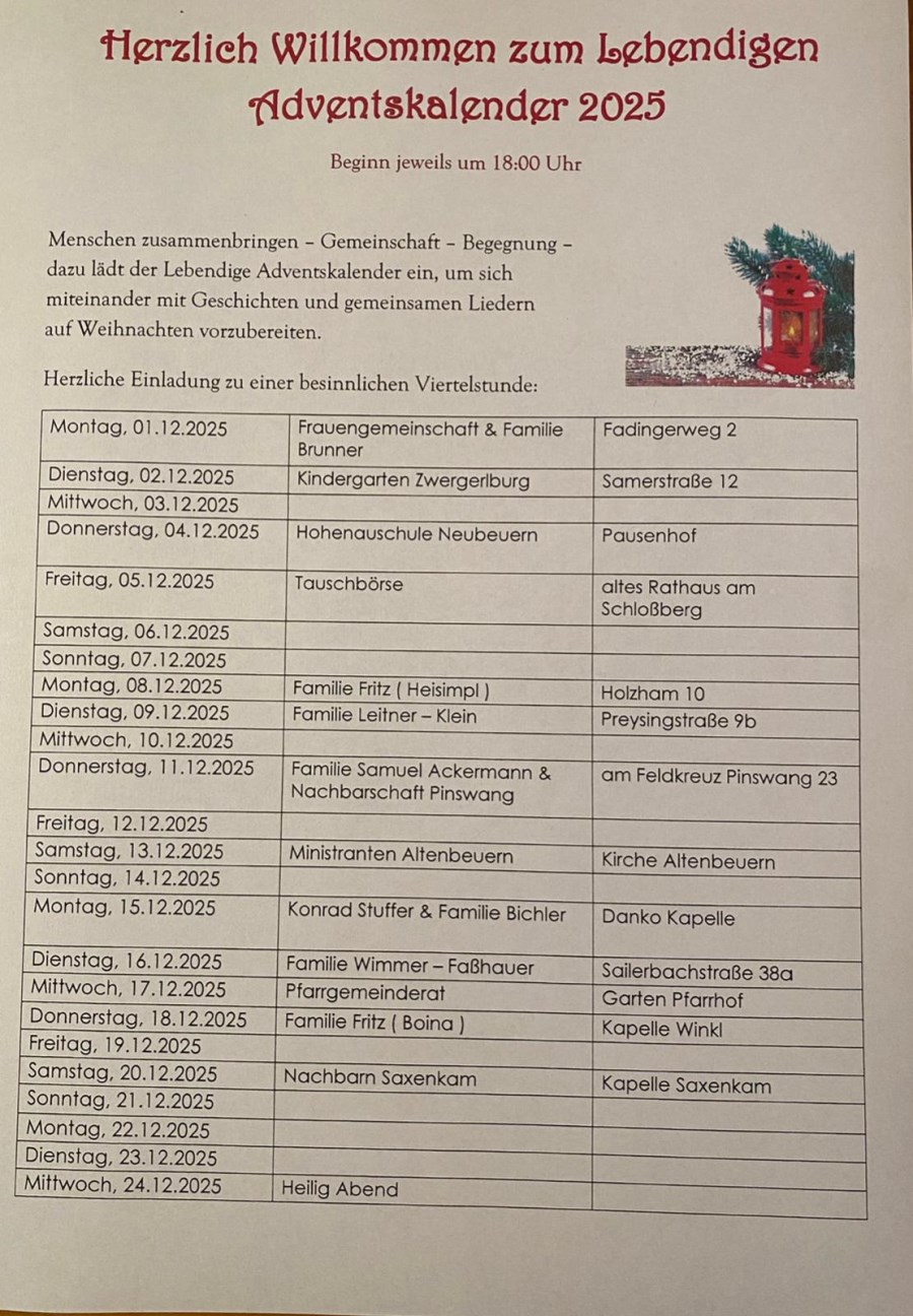lebendiger Adventskalender