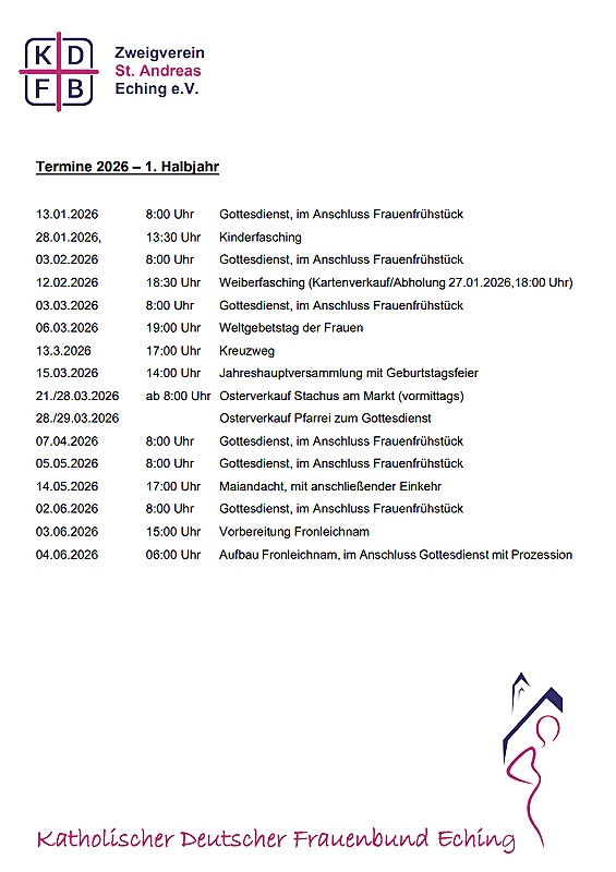 KDFB Eching_Jahrestermine 2026_Pfarrei_1