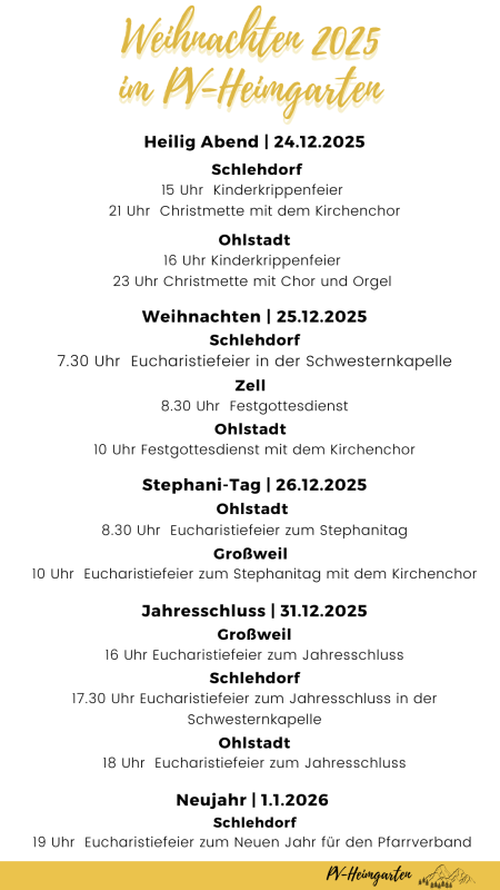 Die Gottesdienste im Pfarrverband an Weihnachten und zur Jahreswende