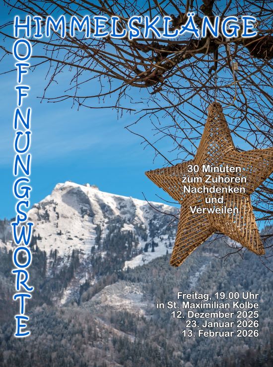 Himmelsklaenge Plakat: Stern vor schneebedeckten Bergen