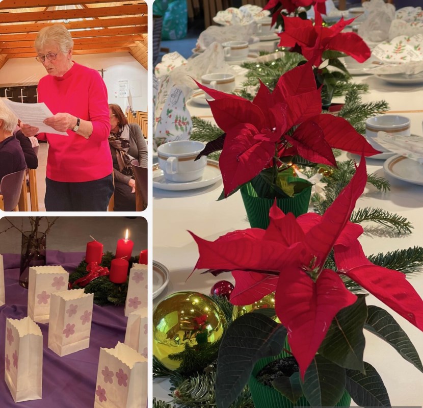Mosaikbild von der Weihnachtsfeier des Frauenkreises.