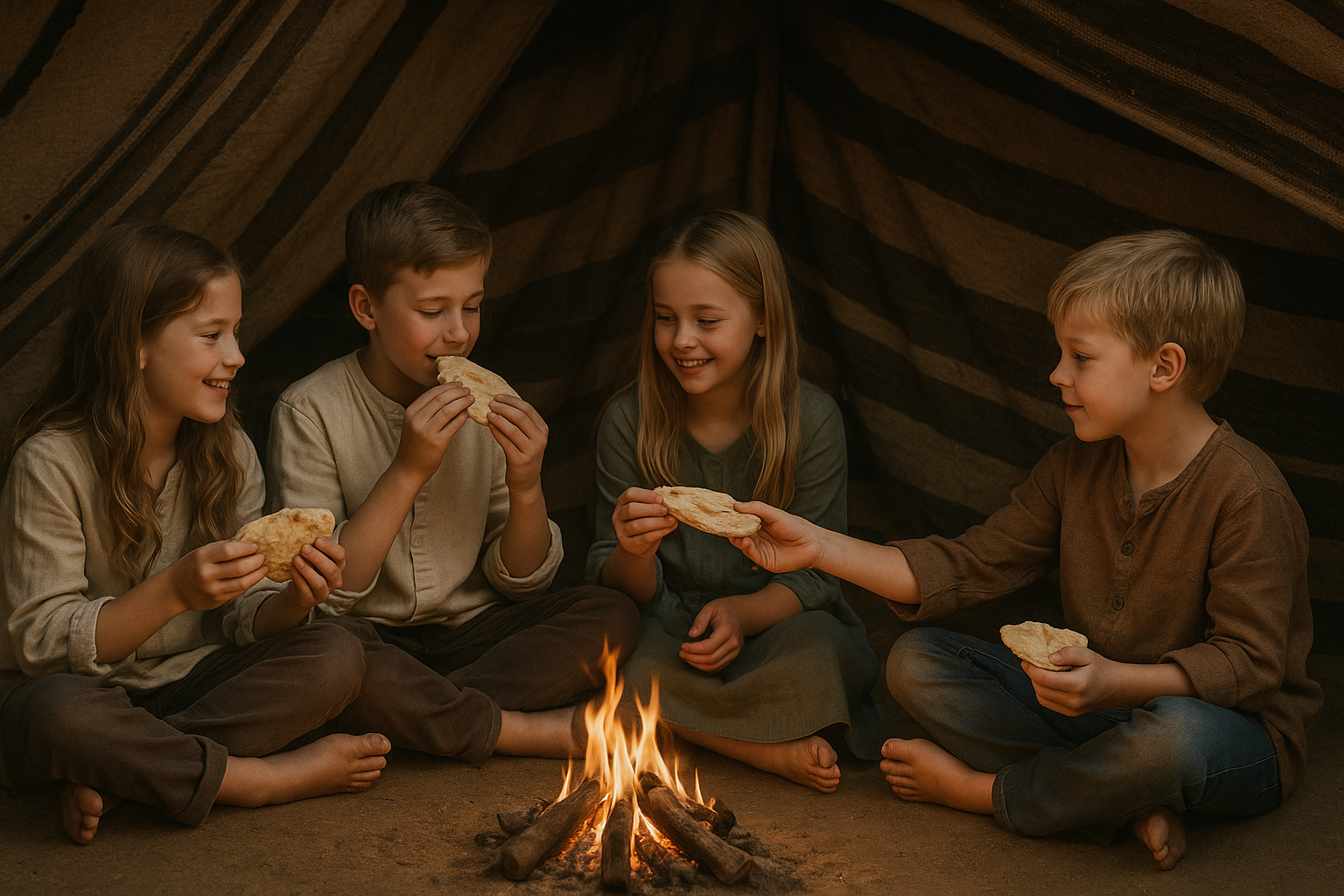 Kinder im Beduinenzelt