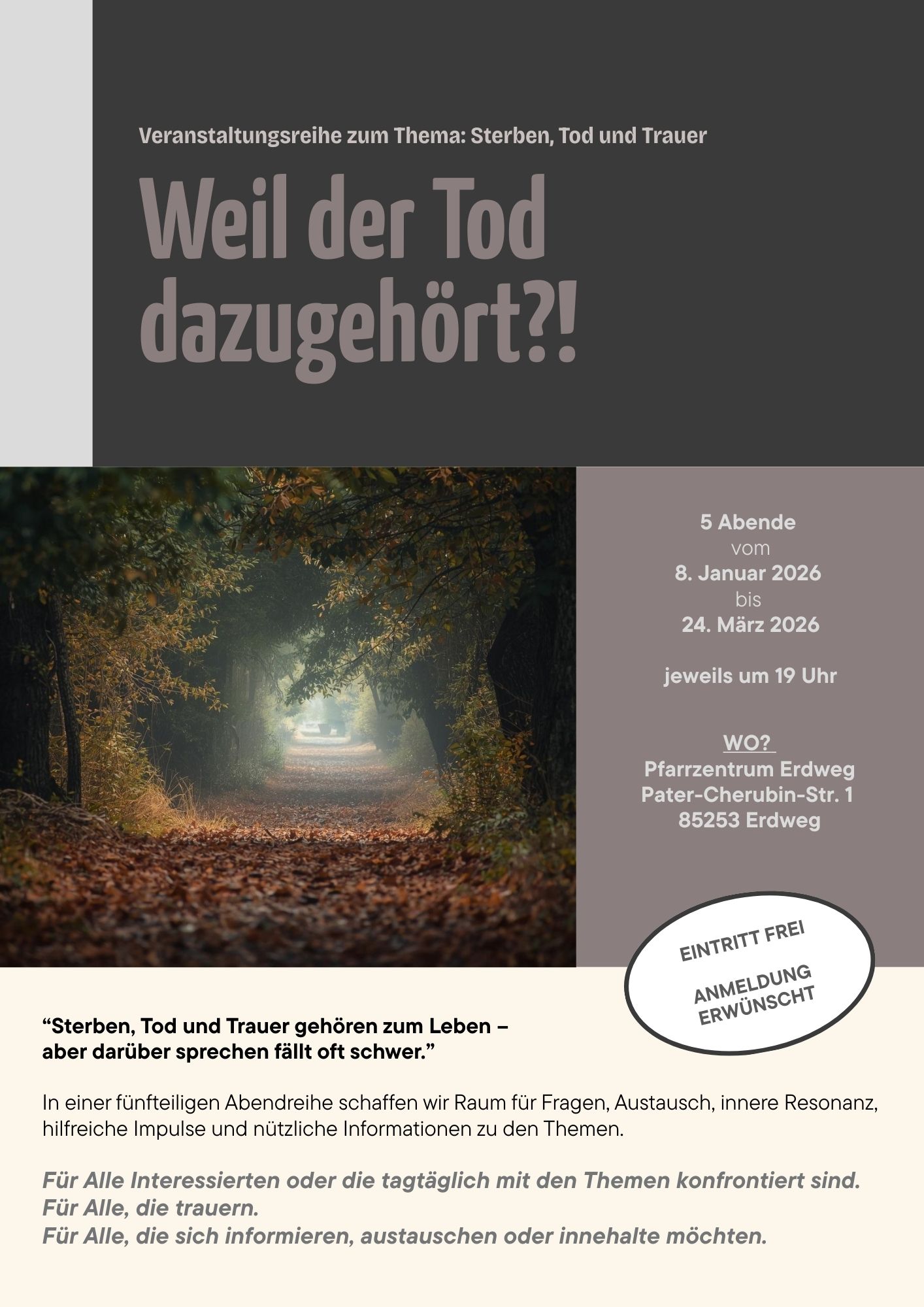 Abendreihe zum Thema Sterben, Tod und Trauer