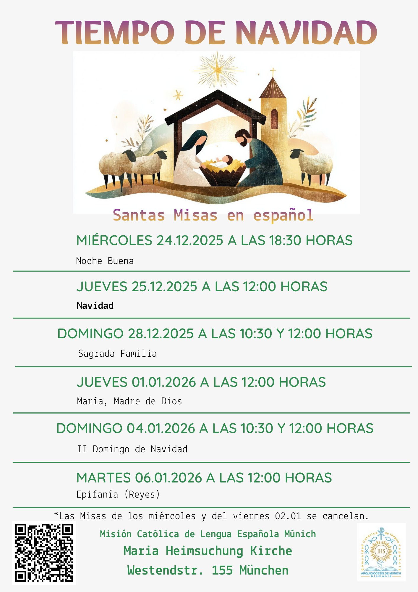 Santas Misas en español