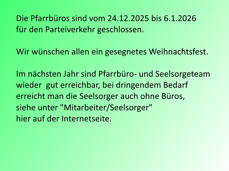 Öffnung Weihnachte 2025