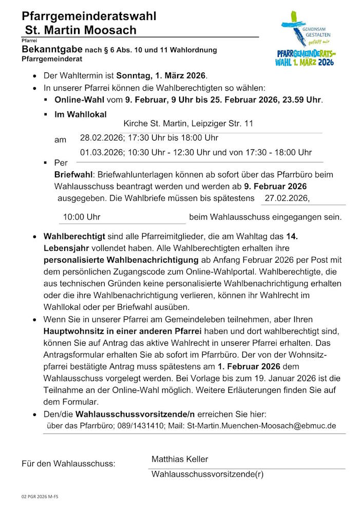 Wahlaufrug zur PGR Wahl St. Martin