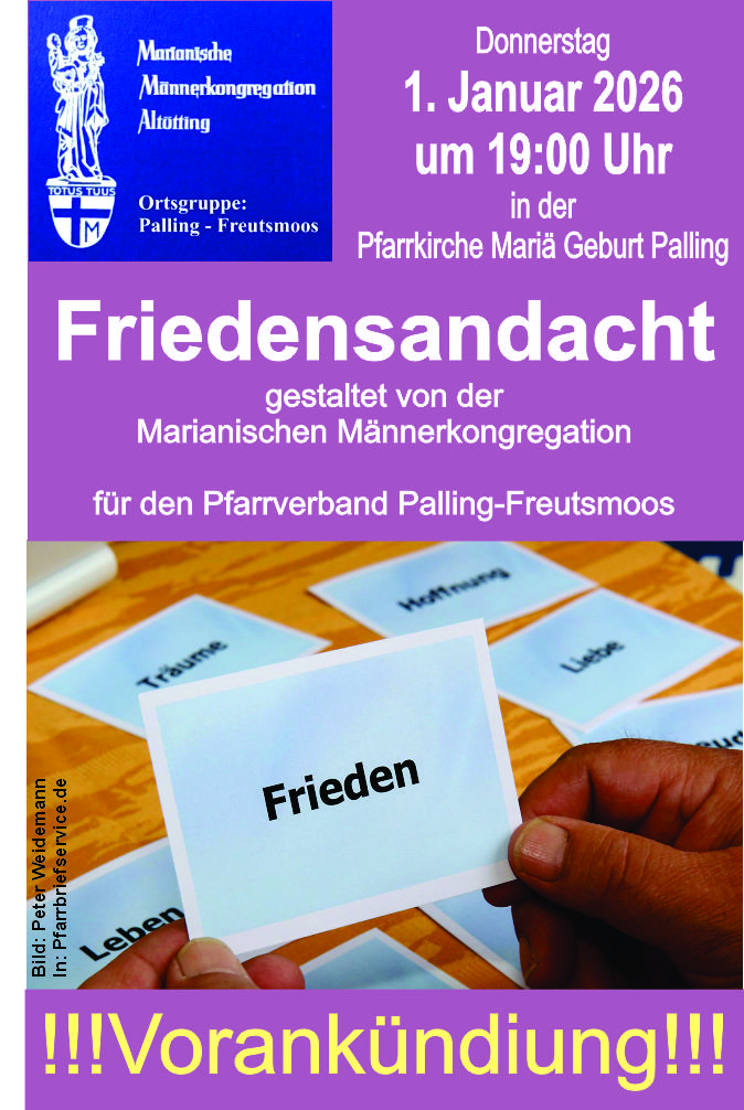 Vorankündigung Friedensandacht 2026
