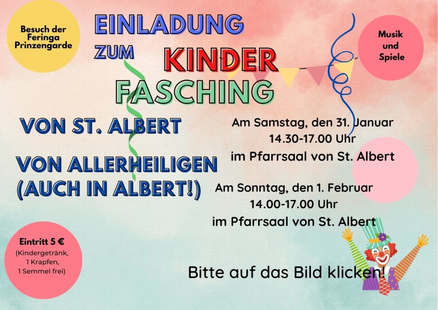 Kinderfasching in St. Albert und Allerheiligen 2026