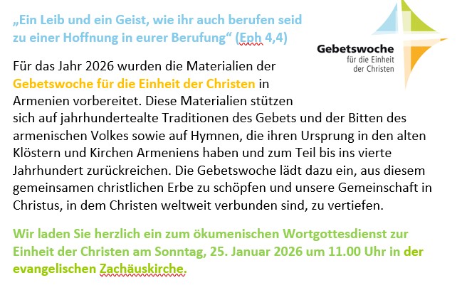 Einladung zum Gottesdienst zur Einheit der Christen
