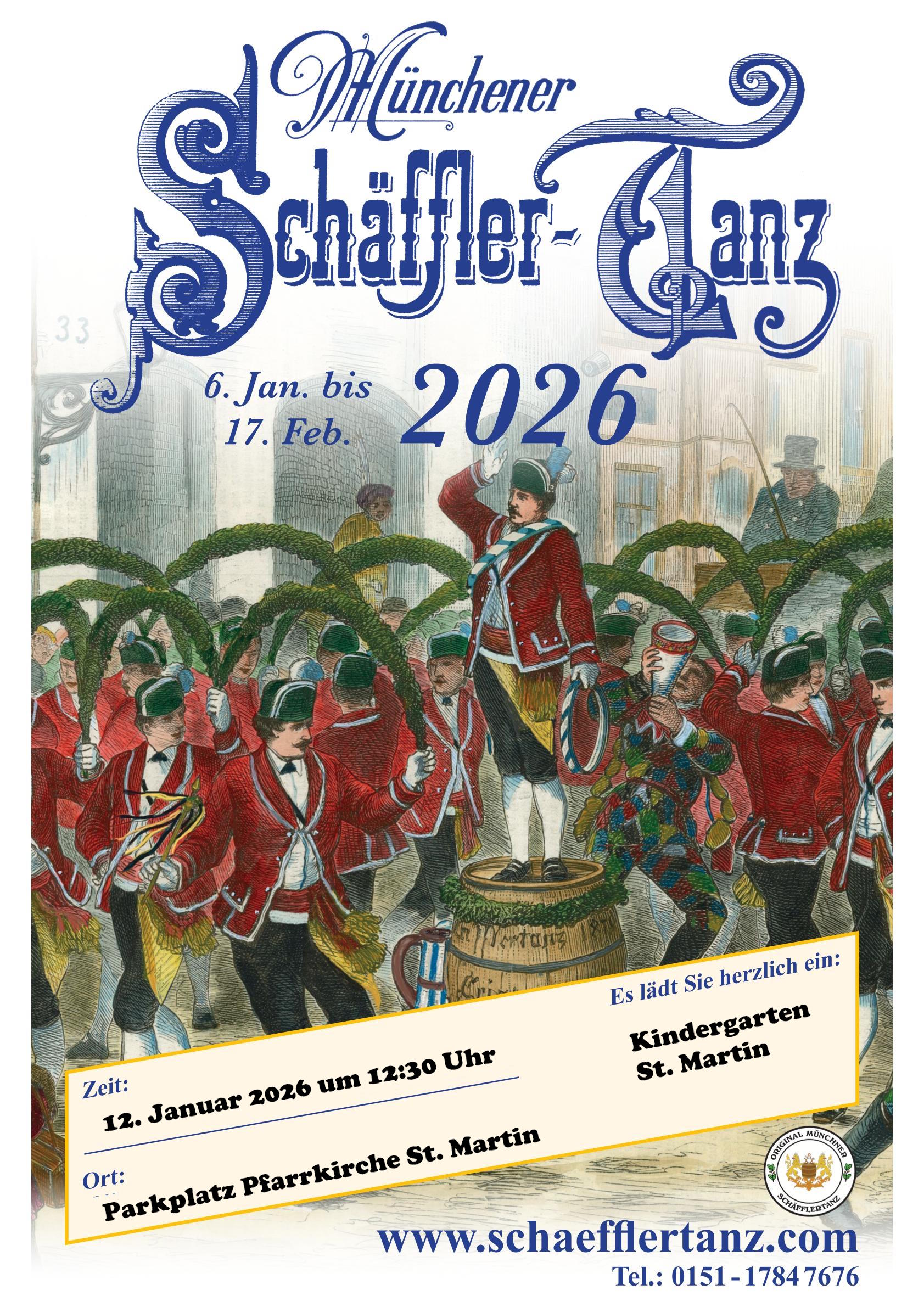 Plakat zum Schäfflertanz am 12.01.2026