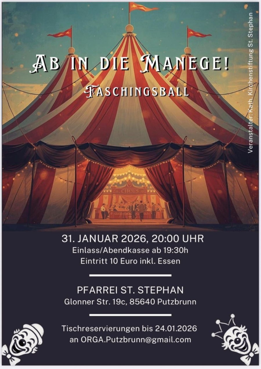 Plakat Fasching 2026 Putzbrunn