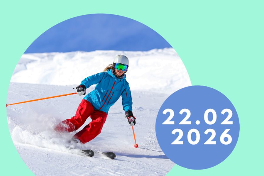 Skifahrerin auf dem Plakat der DJK-Skimeisterschaft 2026