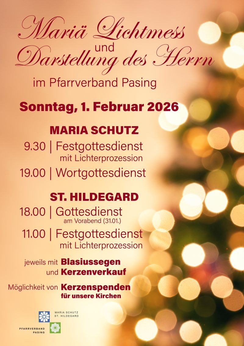 Plakat zu Mariä Lichtmess, Text nebenstehend