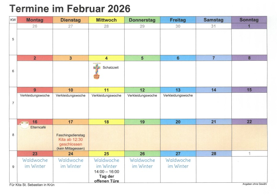 Kalender Februar 2026