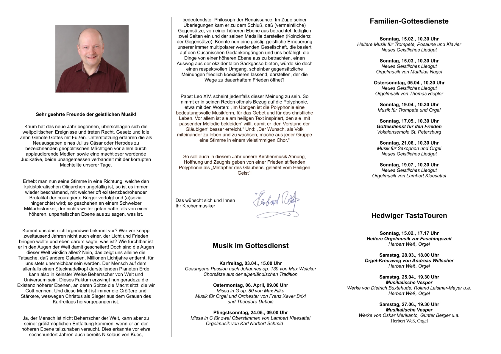 Kirchenmusikalisches Programm 2026