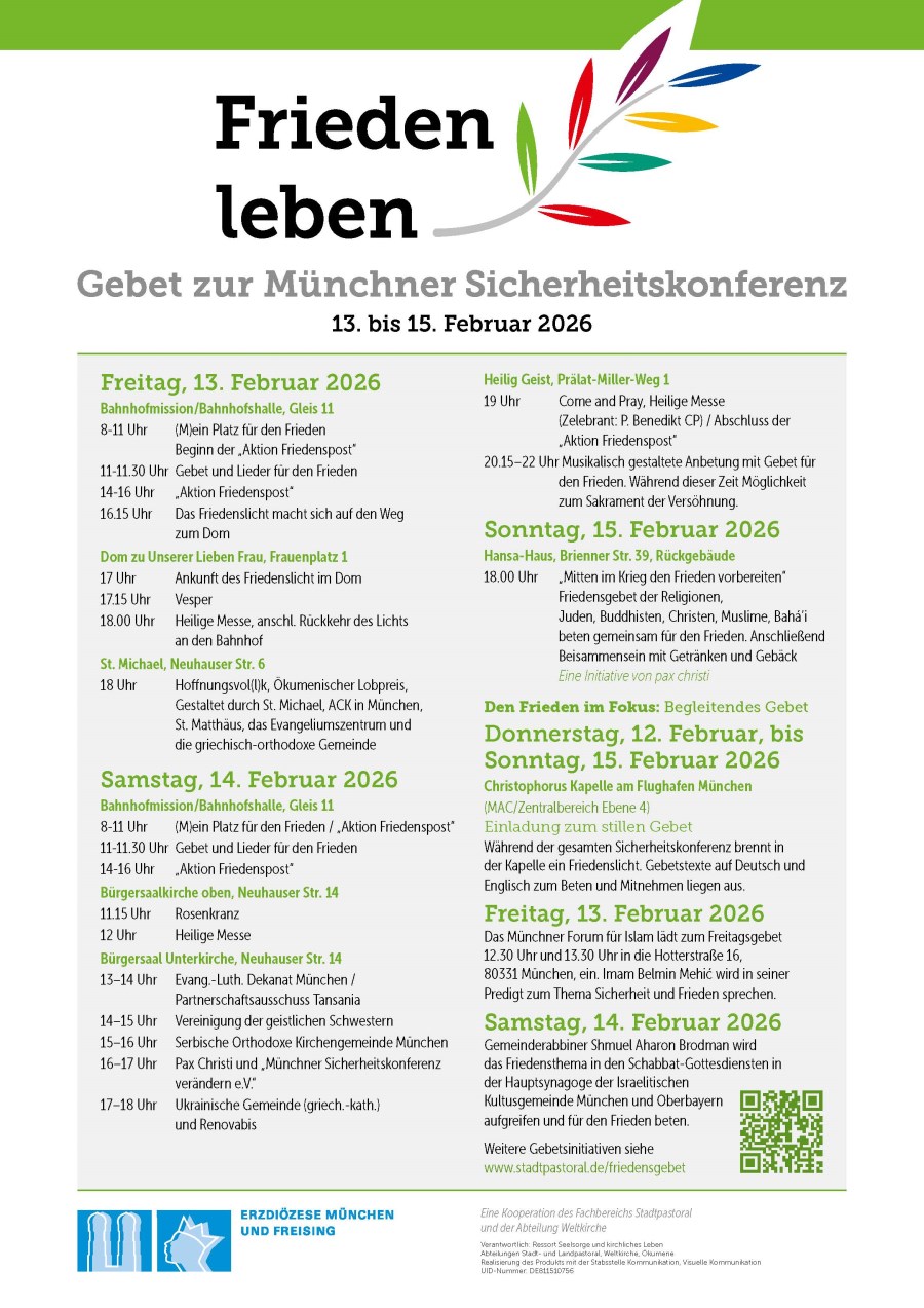 Gebete für den Frieden zur Sicherheitskonferenz 2026